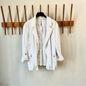 Chicos NEW White Stretch Linen Blazer Jacket size chicos 4 women’s 20 XXL NWT